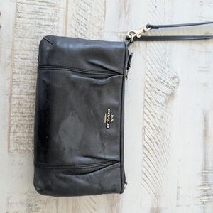 Coach Black Leather Wristlet